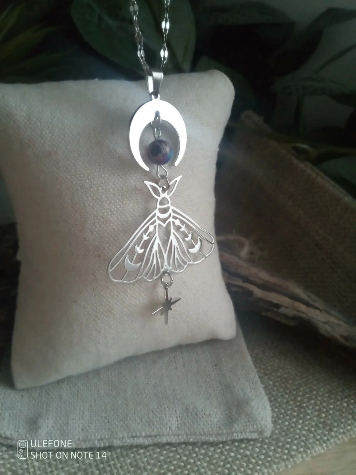 Colar borboleta lua pedra de jaspe natural – photo 2